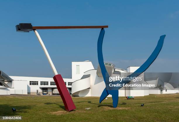 Balancing Tools sculpture by Claus Oldenburg & Coosje van Bruggen in front of Vitra Design Museum in Weil am Rhein, Germany.