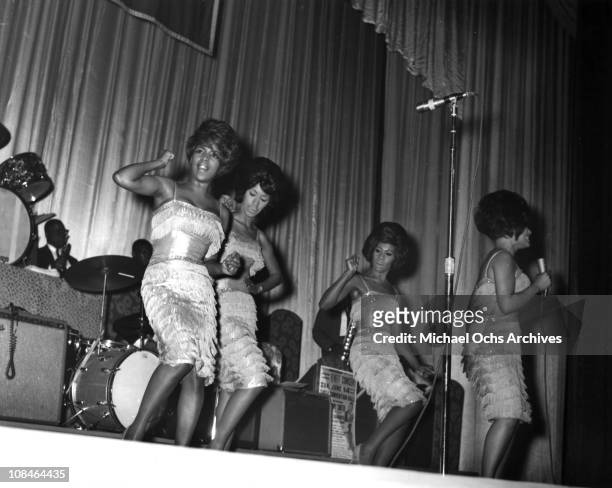 Motown singing group The Marvelettes perform live with the Motortown Review circa 1964.