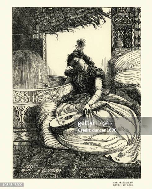 arabian nights, the princess of bengal in love - arabic literature stock illustrations