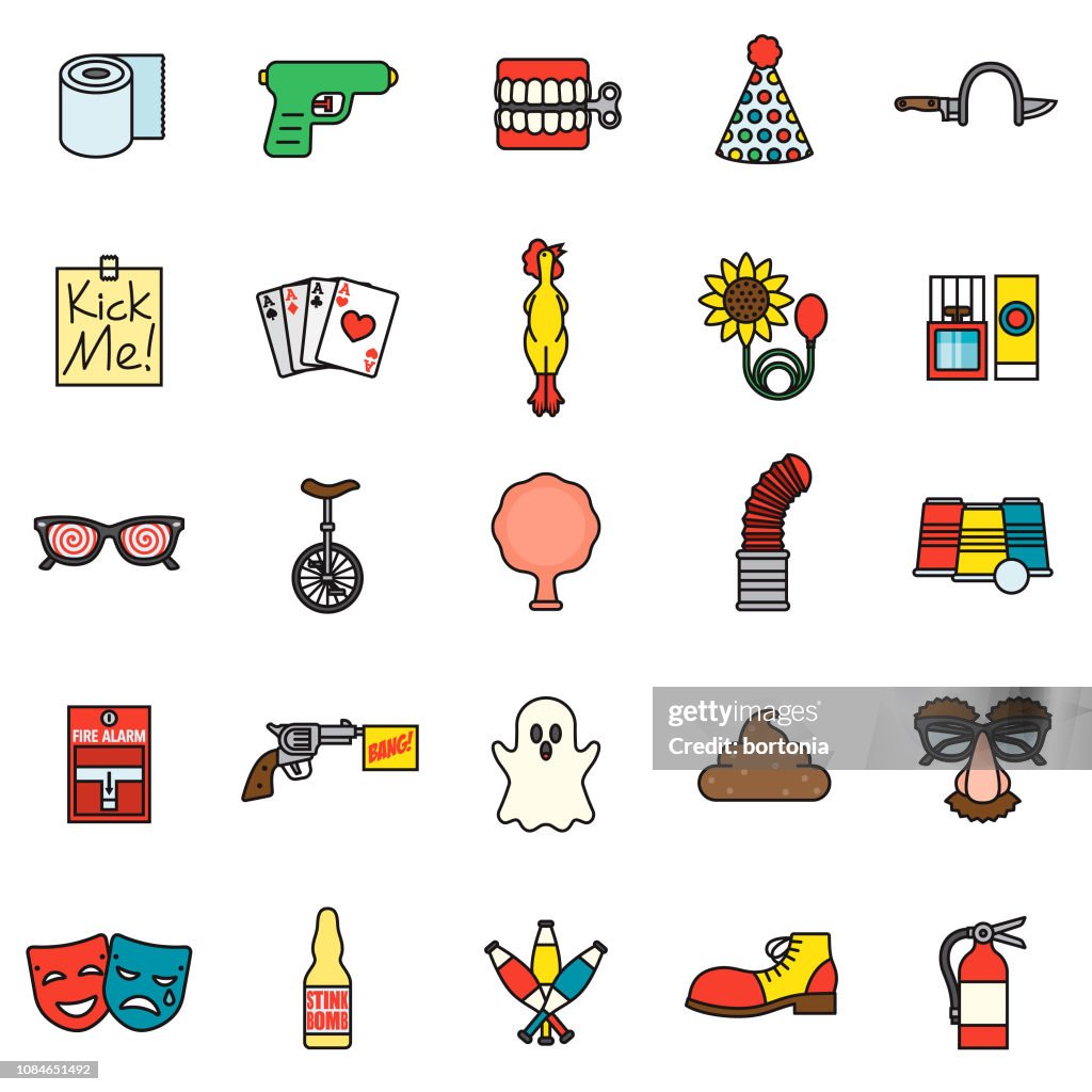 April Fools Day Thin Line Icon Set