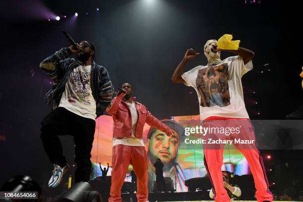 Twelvyy, A$AP Ferg, and A$AP Rocky perform at A$AP Mob Yams Day 2019 at Barclays Center on January 17, 2019 in New York City.