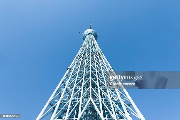 tokyo sky tree from the bottom - tokyo skytree stock pictures, royalty-free photos & images