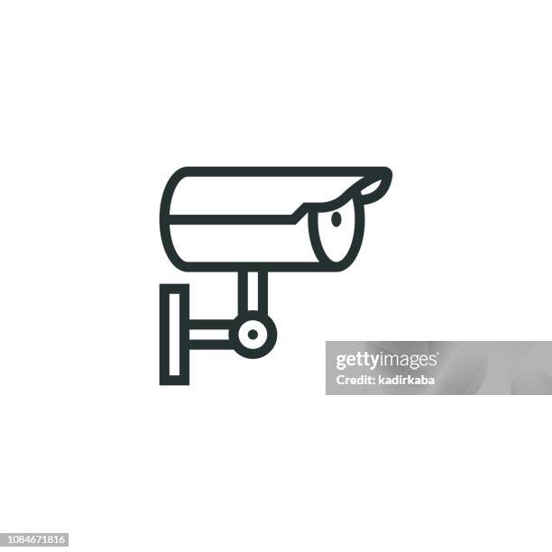 security camera line icon - webcam stock illustrations