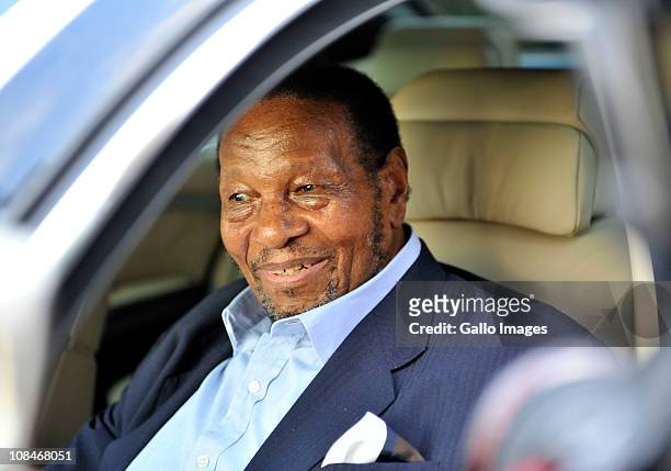January 27: South African businessman Richard Maponya arrives to visit Nelson Mandela at the Milpark Hospital in Johannesburg, South Africa on 27...