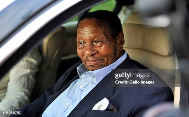 January 27: South African businessman Richard Maponya arrives to visit Nelson Mandela at the Milpark Hospital in Johannesburg, South Africa on 27...