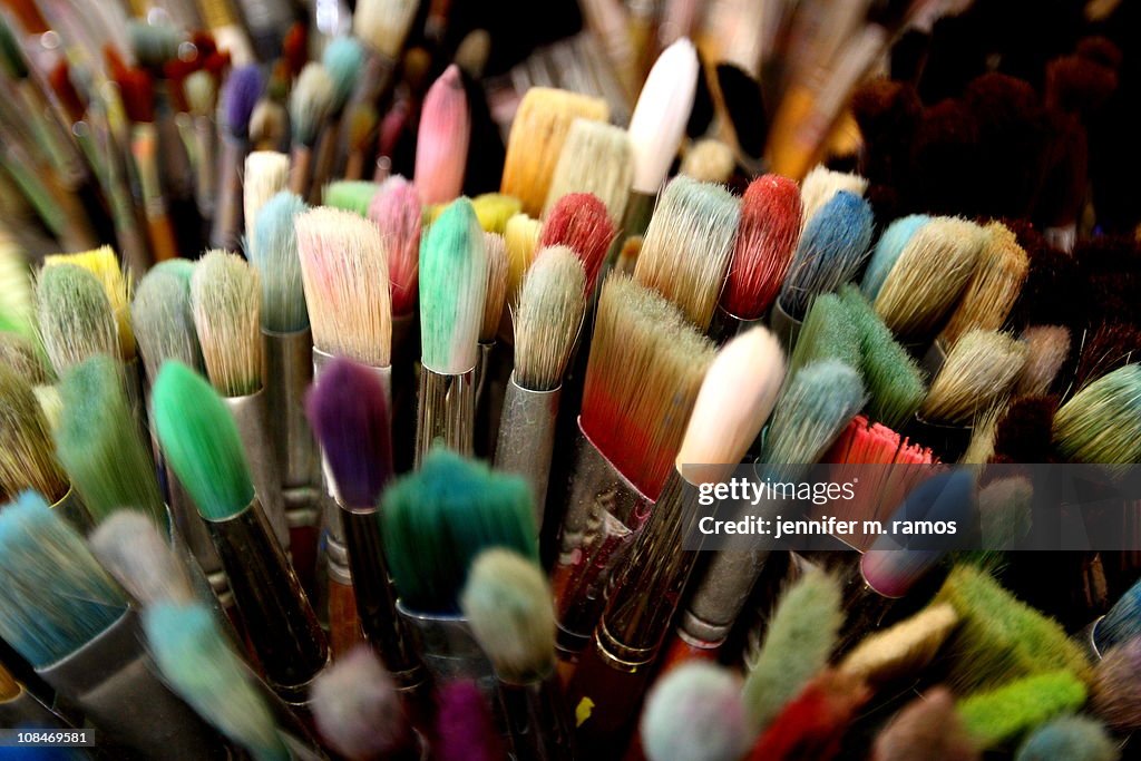 Paintbrushes in an Art Room