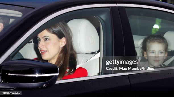 Lady Frederick Windsor and Maud Windsor attend a Christmas lunch for members of the Royal Family hosted by Queen Elizabeth II at Buckingham Palace on...