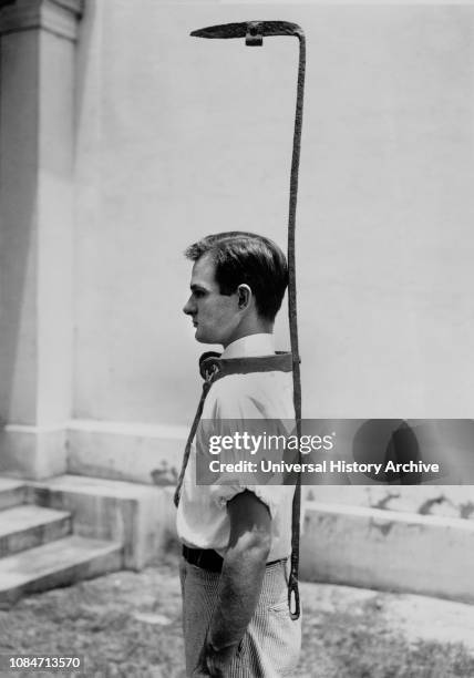 Richbourg Gailliard, Demonstrates the use of a Bell Rack, used by Slave Owners to guard a Runaway Slave, topped by a bell, which rang when runaway...