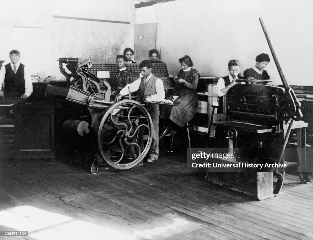 Students Printing with Printing Presses, Claflin University, Orangeburg, South Carolina, USA, 1899