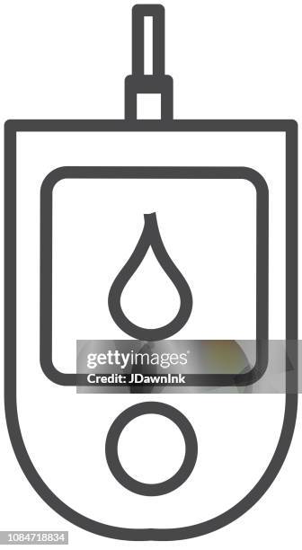 medical blood glucose monitor flat design icon set - illustration - blood sugar test stock illustrations