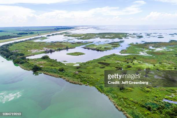 Florida, Clewiston, Lake Okeechobee Waterway aerial.
