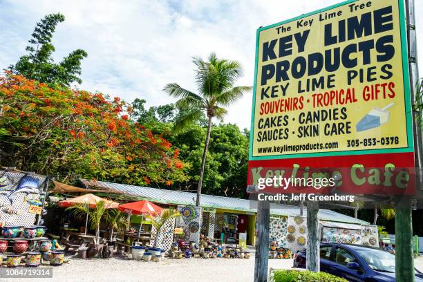 Upper Florida Keys, Key Largo, Key Lime Cafe and products sign.