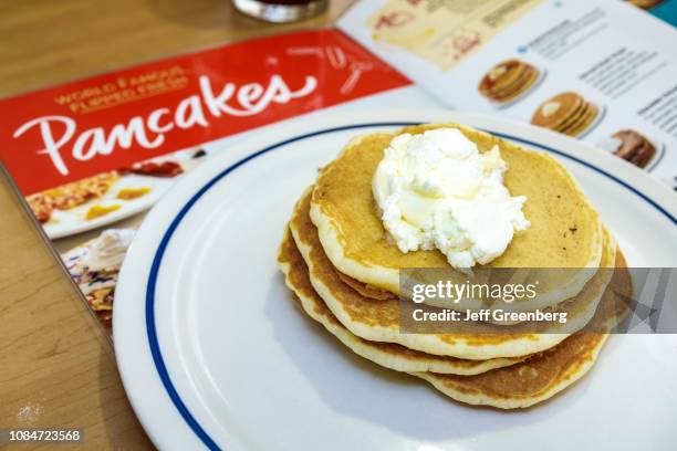 Florida, Gainesville, IHOP, International House Pancakes, plate of pancakes.