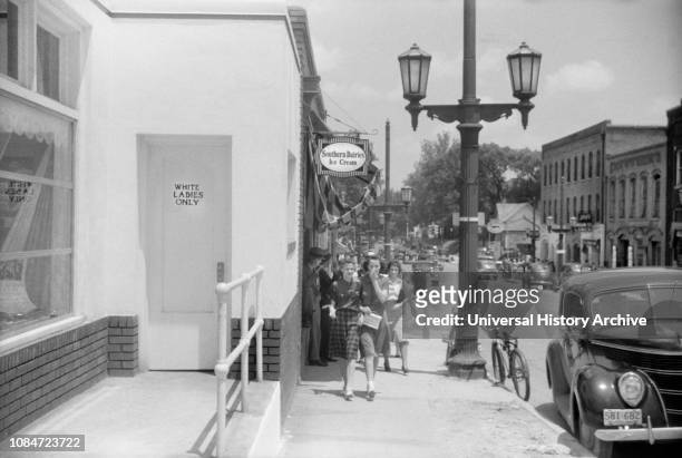 Street Scene, Door Marked "White Ladies Only", Durham, North Carolina, USA, Jack Delano, Office of War Information, May 1940.