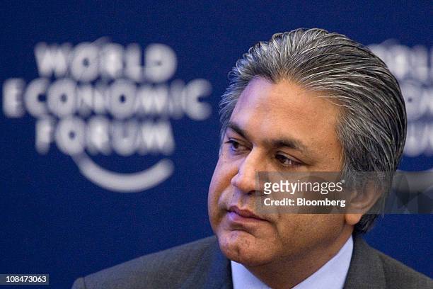 Arif Naqvi, chief executive officer of Abraaj Capital, speaks during a session on the third day of the World Economic Forum Annual Meeting 2011 in...