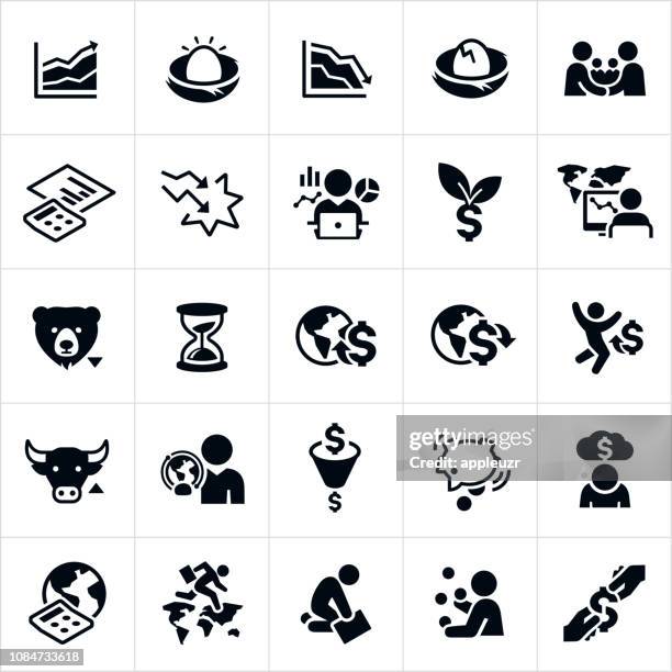 stock market highs and lows icons - failure icon stock illustrations