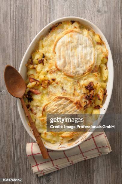 tartiflette (potato bake with reblochon cheese, france) - tartiflette photos et images de collection