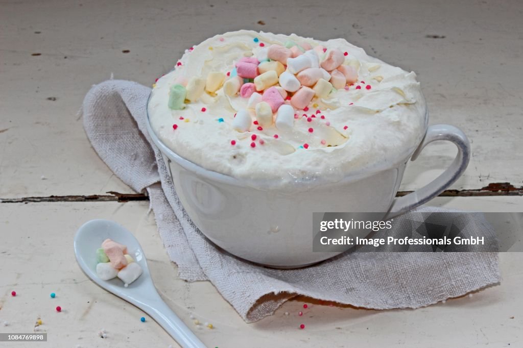 Hot chocolate with cream and marshmallows