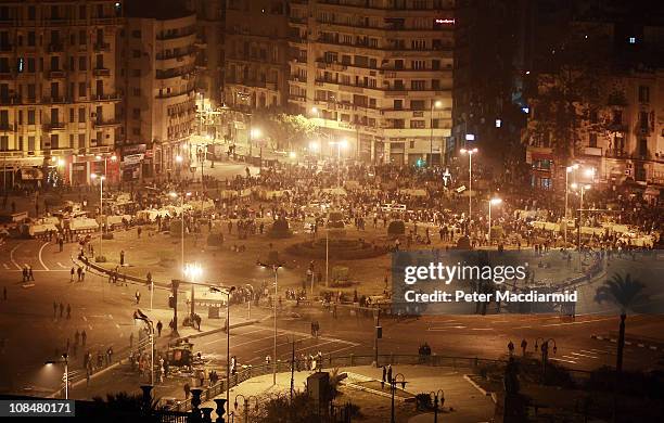 Army tanks line up in Tahrir Square on January 29, 2011 in Cairo, Egypt.Thousands of police are on the streets of the capital. Hundreds of arrests...