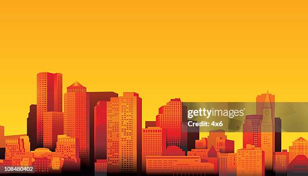 boston - boston massachusetts skyline stock illustrations