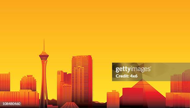 las vegas - las vegas skyline sunset stock illustrations