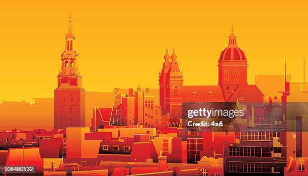 amsterdam, netherlands - amsterdam sunset stock illustrations