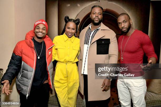 King Bach, Sydelle Noel, Winston Duke and Jay Pharoah attend MCM x GQ Celebrate 2018 Breakout Star Winston Duke The Restaurant at Montage Beverly...