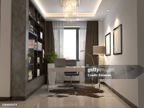 home office work room interior - luxury office stock pictures, royalty-free photos & images