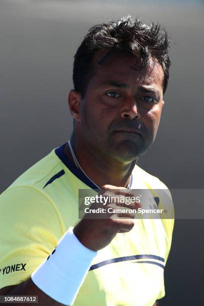 Leander Paes of India celebrates in his Mixed Doubles match with Samantha Stosur of Australia against Kveta Peschke and Wesley Koolhof during day six...