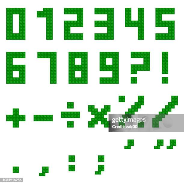 vector plastic toy numbers and punctuation marks - plastic model kit stock illustrations