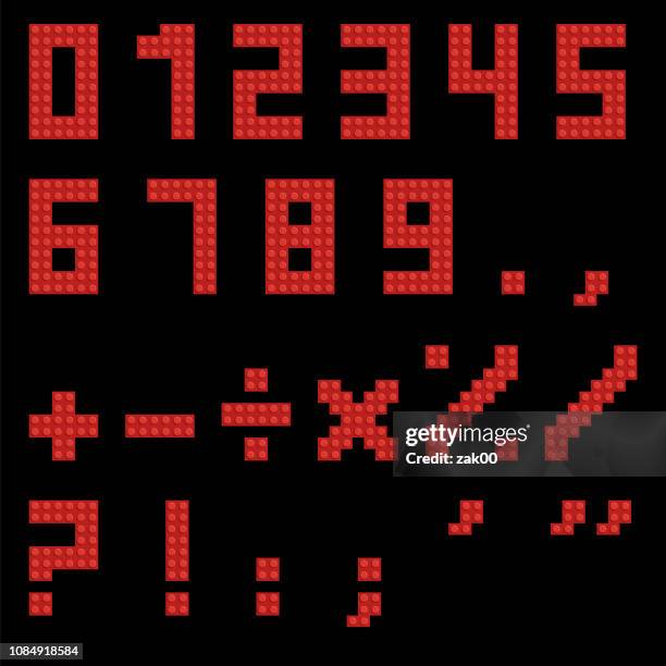 vector plastic toy numbers and punctuation marks - plastic model kit stock illustrations