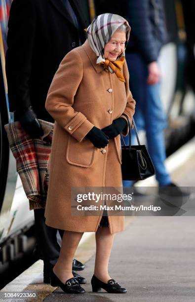 Queen Elizabeth II arrives at King's Lynn station, after taking the train from London King's Cross, to begin her Christmas break at Sandringham House...