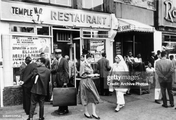 The Temple No. 7 Restaurant, which is attached to the Nation of Islam temple of the same name, on Lenox Avenue and 116th Street in Harlem, New York...