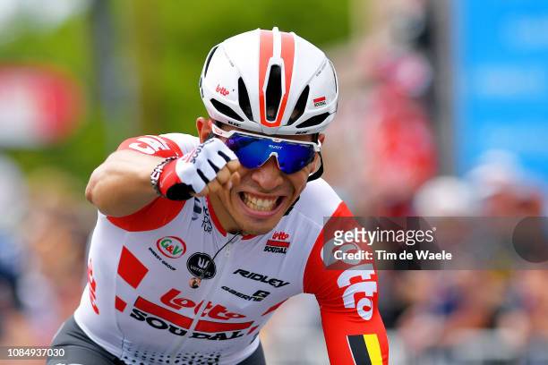 Arrival / Caleb Ewan of Australia and Team Lotto Soudal / Celebration / Disqualified / during the 21st Santos Tour Down Under 2019, Stage 5 a 149,5km...