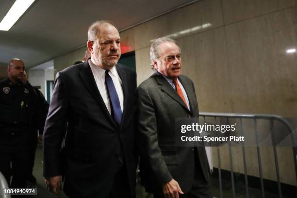 Harvey Weinstein arrives with his lawyer Benjamin Brafman for a court hearing at New York Criminal Court,on December 20, 2018 in New York City. After...