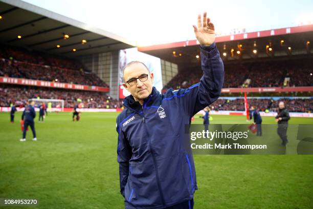 Martin O'Neill manager of Nottingham Forest acknowledges the fans prior to the Sky Bet Championship match between Nottingham Forest and Bristol City...