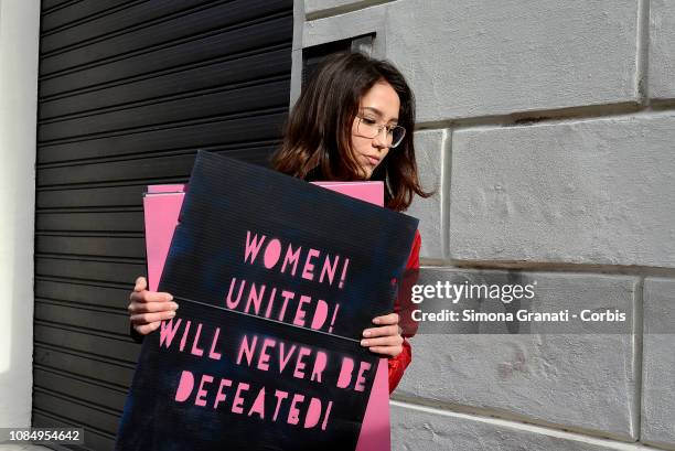 Women's March Rome in Piazza Santi Apostoli,against violence Woman's March in Rome in Piazza Santi Apostoli against violence against women, on...