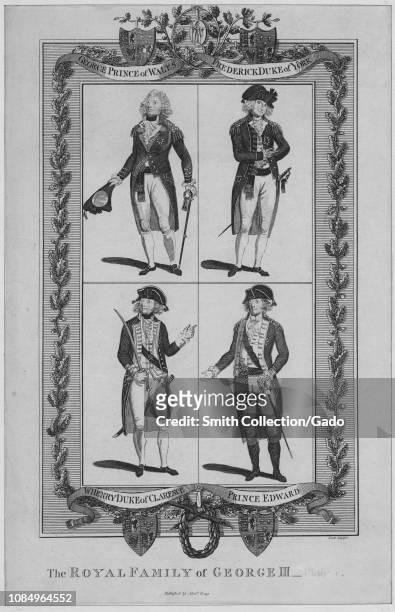 Engravings of the royal family of George III, king of the United Kingdom of Great Britain and Ireland, George Prince of Wales, Frederick Duke of...