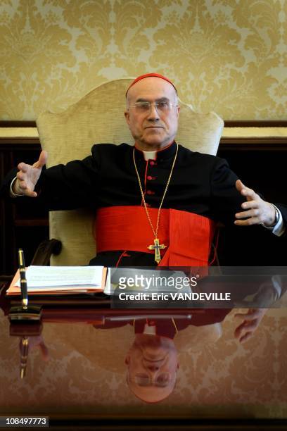 Close-up: Cardinal Tarcisio Bertone, Vatican Secretary of State since september 2006. The Secretary of State is the 2nd-ranking official at the...
