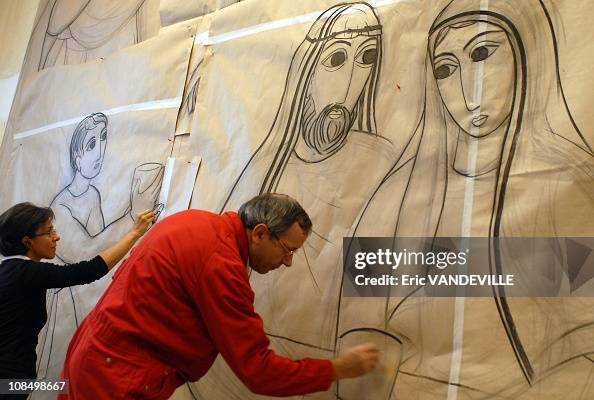 Father Ropnik Father Marko Ivan Rupnik drew the figures in his work on life-size ...