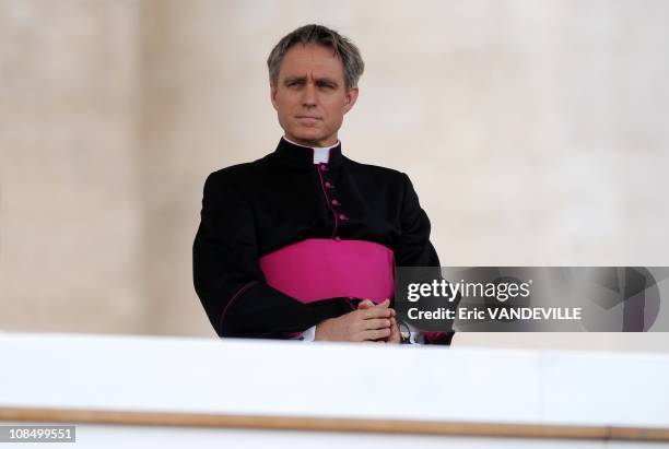 Georg Ganswein, Benedict XVI's private secretary. Pope Benedict XVI during his weekly general audience in Saint Peter's square at the Vatican on...