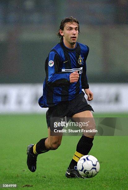 Andrea Pirlo of Inter Milan in action during the UEFA Cup second round first leg against Vitesse Arnhem at the San Siro in Milan, Italy. The match...
