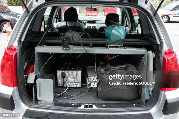 Voiture banalisee avec radar embarque. Fonctionnement:Tous les cin?mometres fonctionnent grace a l?effet Doppler dans le domaine des micro-ondes....