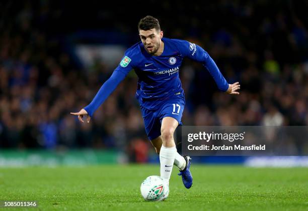 Mateo Kovacic of Chelsea in action during the Carabao Cup Quarter Final match between Chelsea and AFC Bournemouth at Stamford Bridge on December 19,...