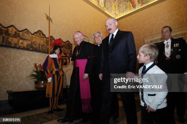 Pope Benedict XVI met Belarus President Alexander Lukashenko and his son Nikolai at the Vatican on April 27, 2009.