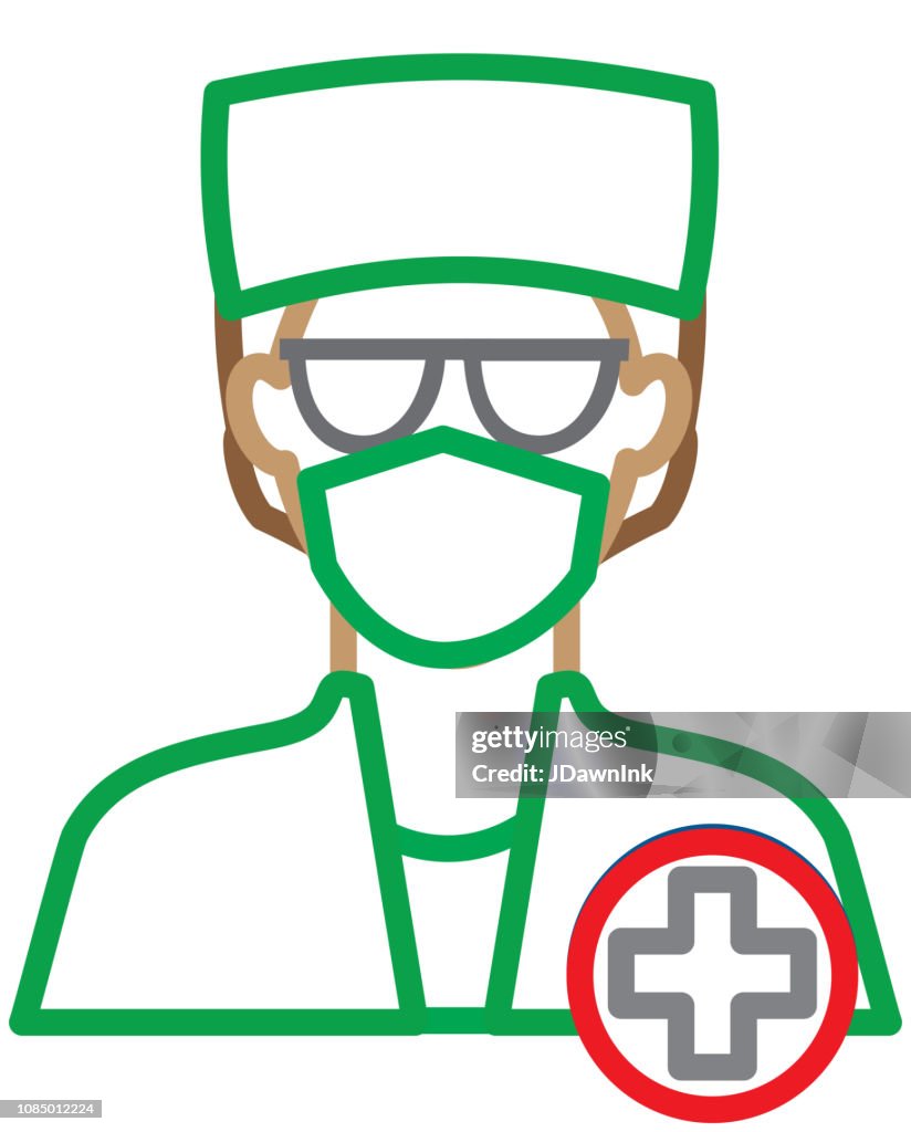 Medical doctor or surgeon Flat Design Icon Set - Illustration