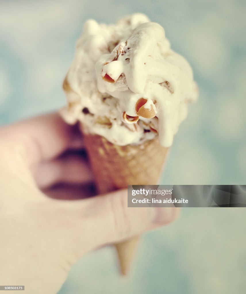 Melting ice-cream cone