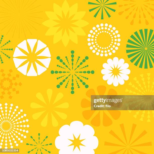ilustrações de stock, clip art, desenhos animados e ícones de yellow abstract bursts background - inflorescência