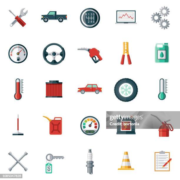 car service icon set - jumper cable stock illustrations