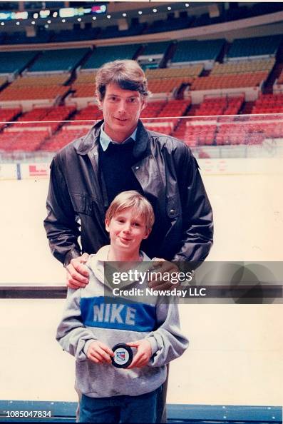 Chris Reeves Jr Actor Christopher Reeve and his son Matt pose at the New York Rangers ...